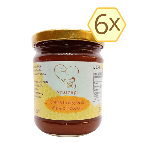6x Crema bio di miele e nocciole 240g