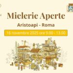 Locandina ufficiale Mielerie Aperte a Roma 2025 Aristoapi – evento gratuito nel Parco di Veio con visite guidate, degustazioni e laboratori tra api, miele e natura.