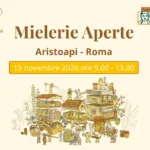 Locandina ufficiale Mielerie Aperte a Roma 2026 Aristoapi – evento gratuito nel Parco di Veio con visite guidate, degustazioni e laboratori tra api, miele e natura.
