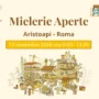 Locandina ufficiale Mielerie Aperte a Roma 2026 Aristoapi – evento gratuito nel Parco di Veio con visite guidate, degustazioni e laboratori tra api, miele e natura.